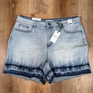 NEW Judy Blue XXL Released Frayed Hem Tie Dye Ombre Denim Boho Festival Shorts